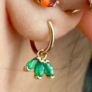 BVLA Mini Yellow Gold Marquise Fan Charm with Emerald